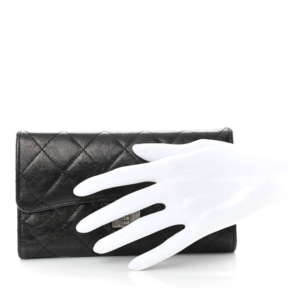Chanel Glazed Calfskin Quilted Reissue Long Flap Wallet Black 2 of 12