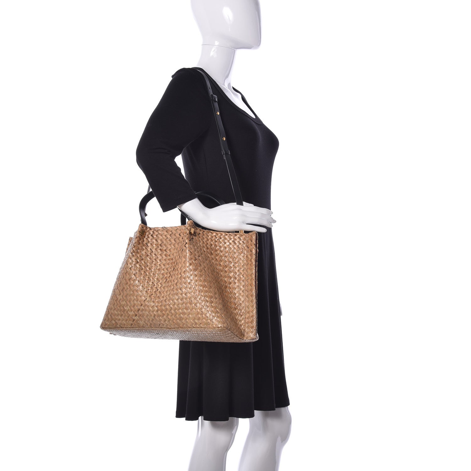 Valentino Garavani Raffia Medium Vlogo Escape Shopper Natural Black Rouge 3 of 23