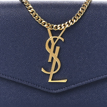 Saint Laurent Grain De Poudre Monogram Uptown Chain Wallet Blue Charron 12 of 15