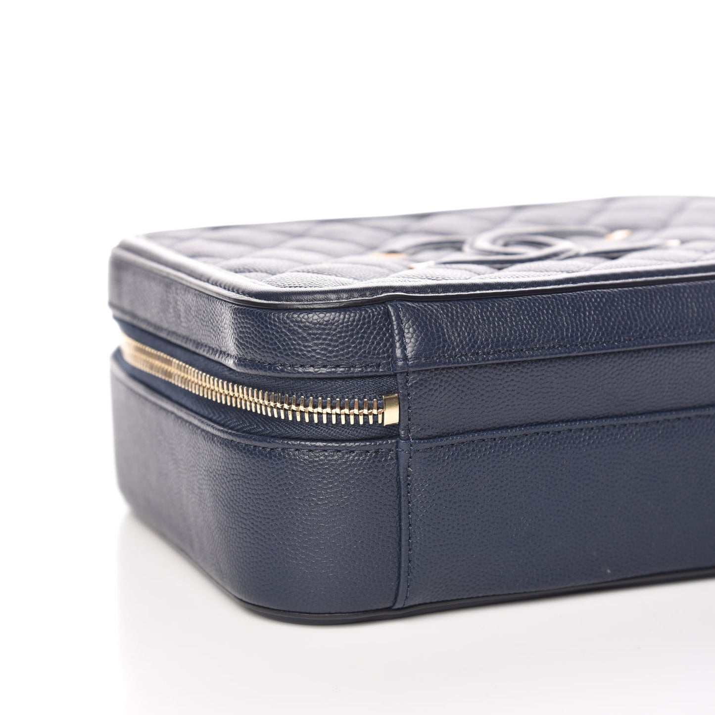 Caviar Quilted Medium CC Filigree Vanity Case Navy
