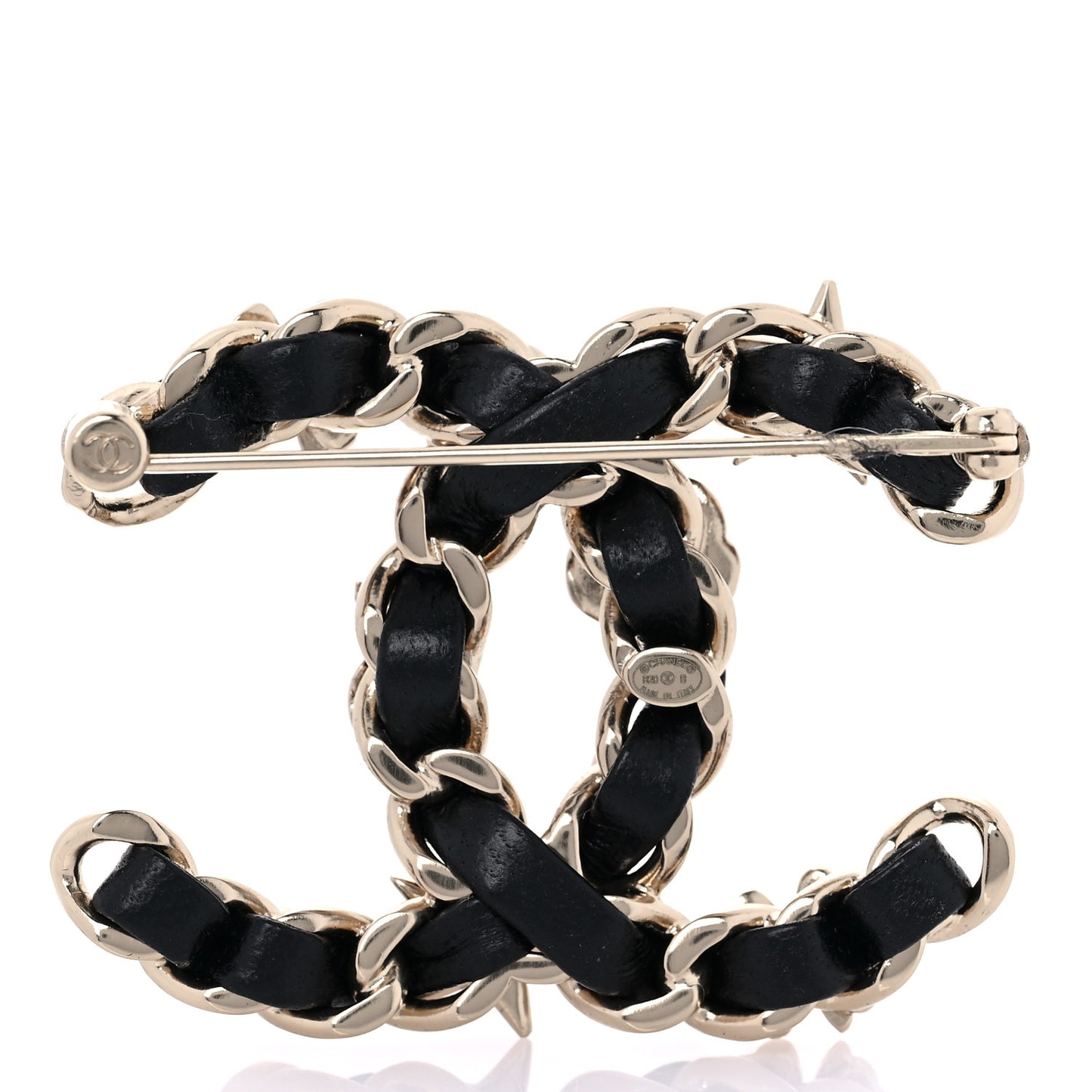 Lambskin Pearl Strass Sergeant Chanel Brooch Gold