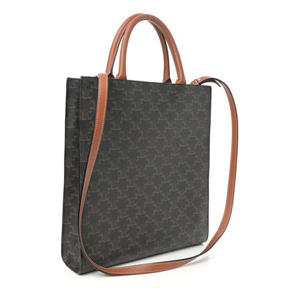 Celine Triomphe Canvas Calfskin Small Vertical Cabas Tan 3 of 10
