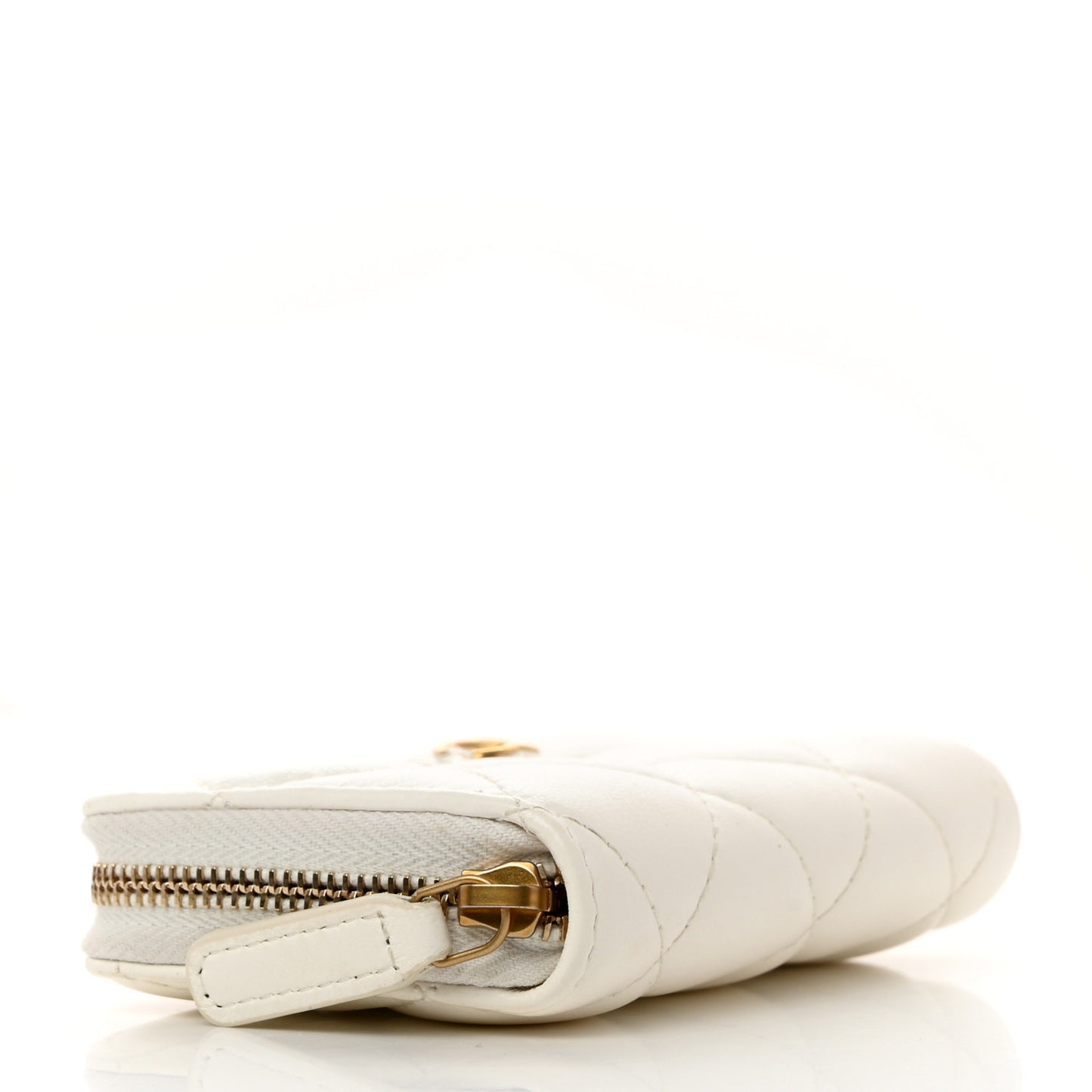 Lambskin Plexiglass Quilted Coco Love Zip Coin Purse White