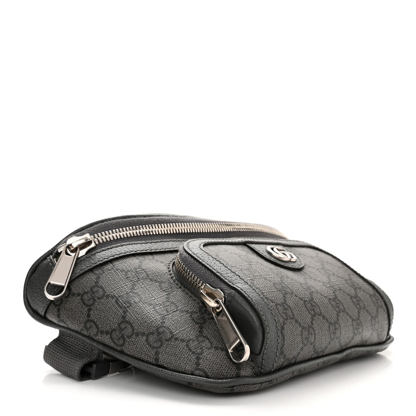 GG Supreme Monogram Textured Dollar Calfskin Ophidia Belt Bag Grey Black Graphite Grey