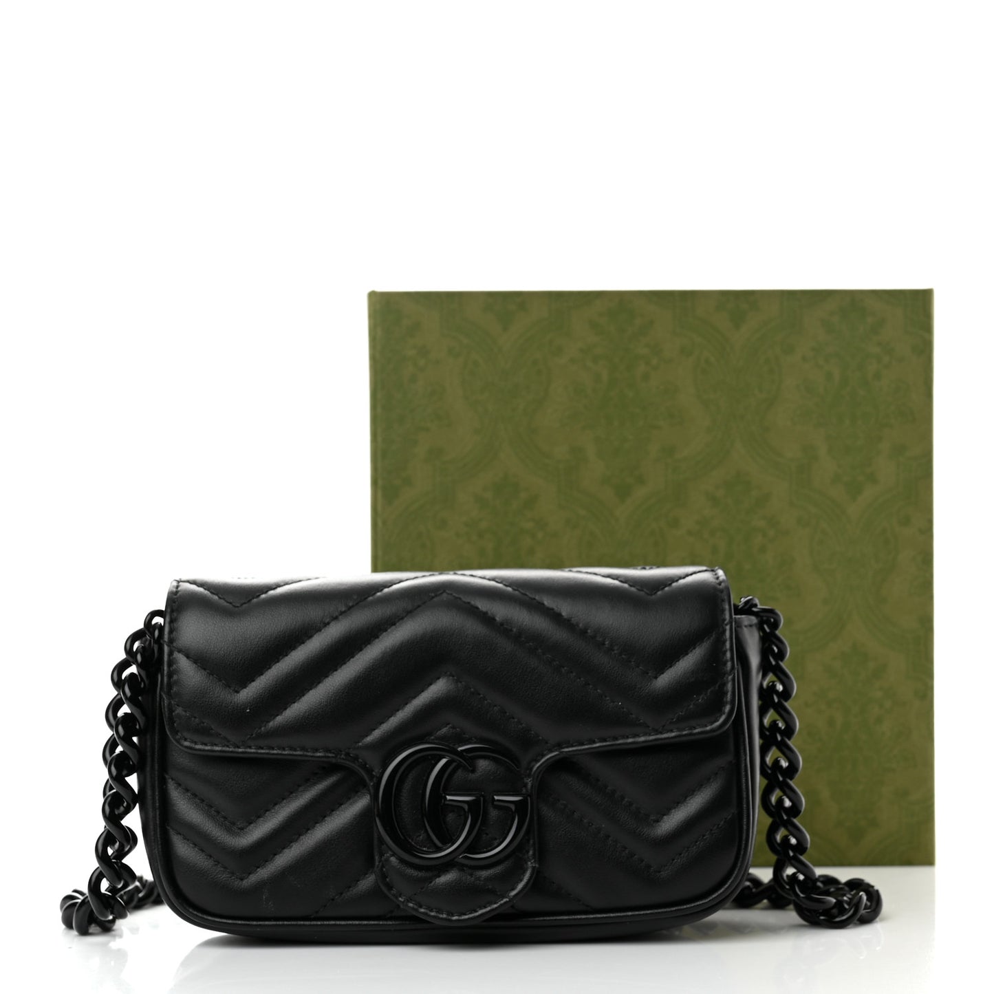 Calfskin Matelasse Monochrome GG Marmont Chain Belt Bag Black