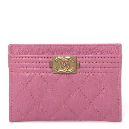 Chanel Caviar Quilted Boy Card Holder Light Pink 1 of 10