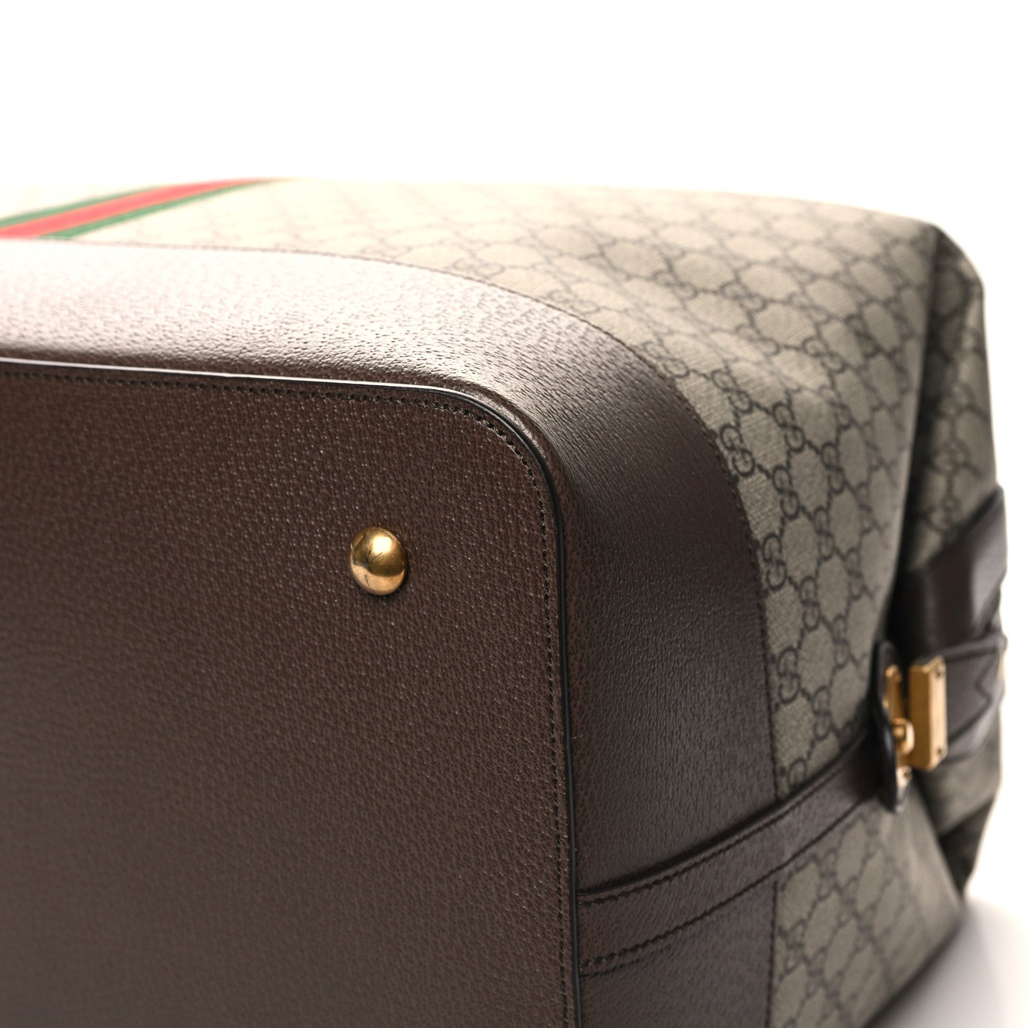 Gucci GG Supreme Monogram Textured Dollar Calfskin Web Savoy Travel Bag Beige Ebony New Acero 11 of 11