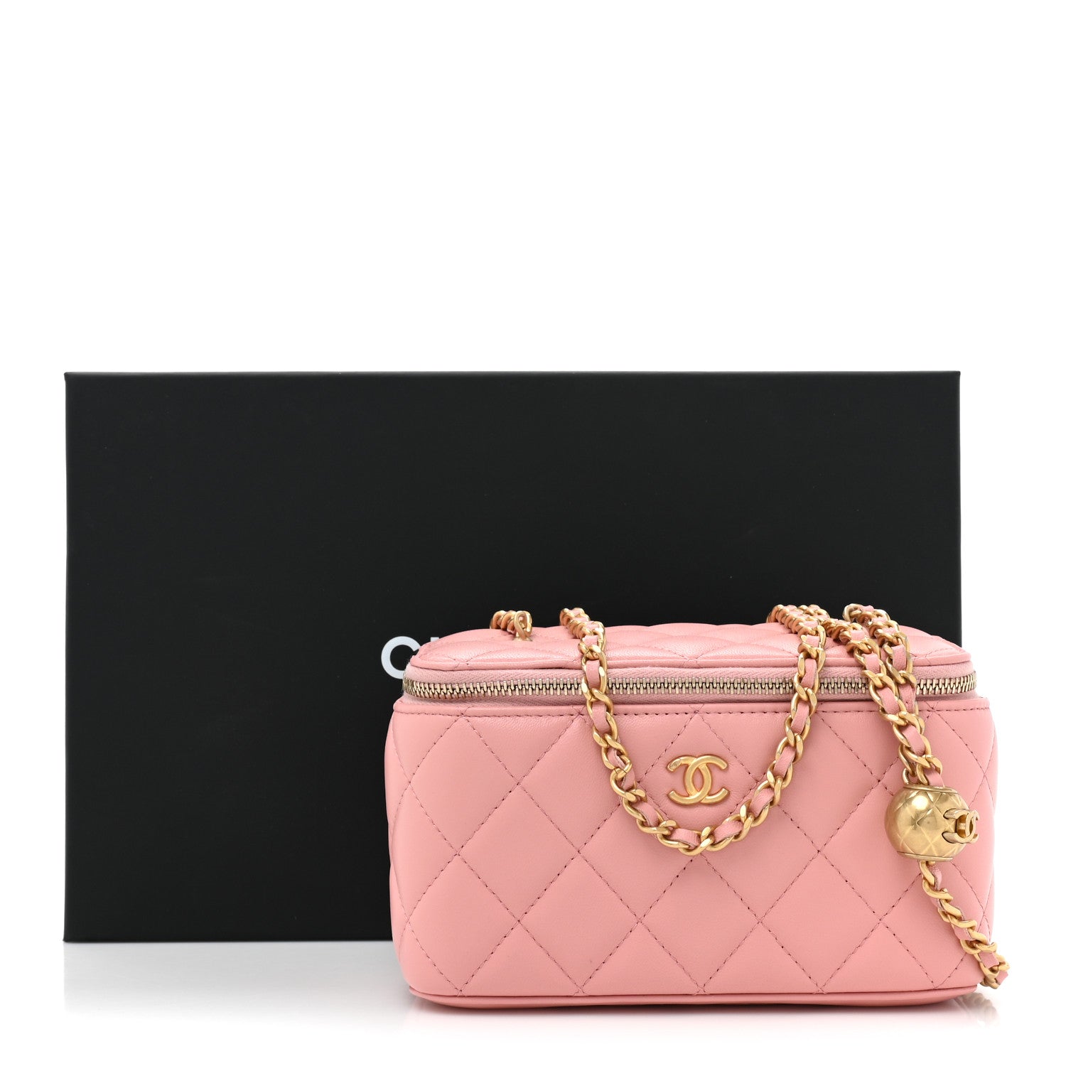 Chanel Lambskin Quilted Small Pearl Crush Vanity Case With Chain Light Pink 3 of 12
