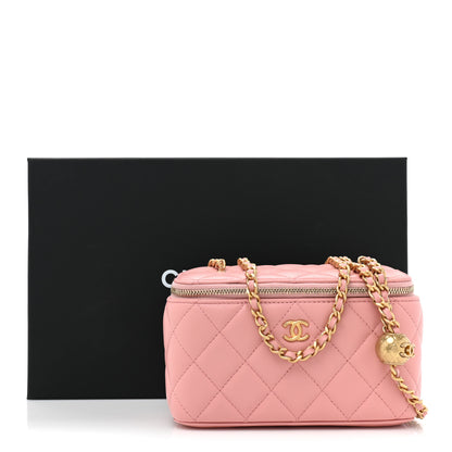 Chanel Lambskin Quilted Small Pearl Crush Vanity Case With Chain Light Pink 3 of 12