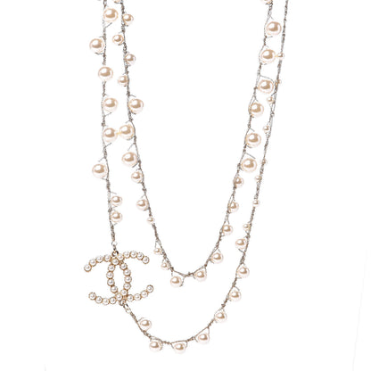 Chanel Pearl CC Long Necklace Gold 1 of 6
