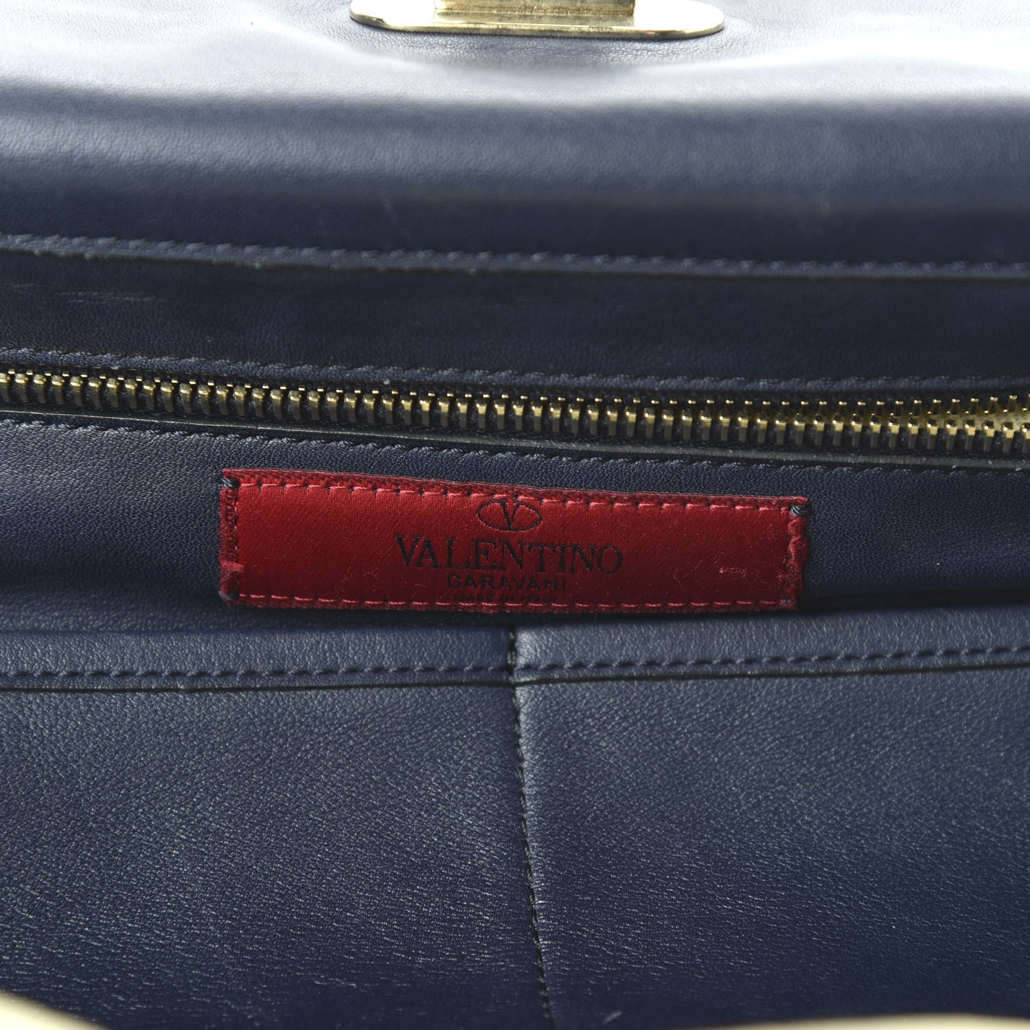 Valentino Garavani Vitello Medium Rockstud Tote Marine 9 of 10