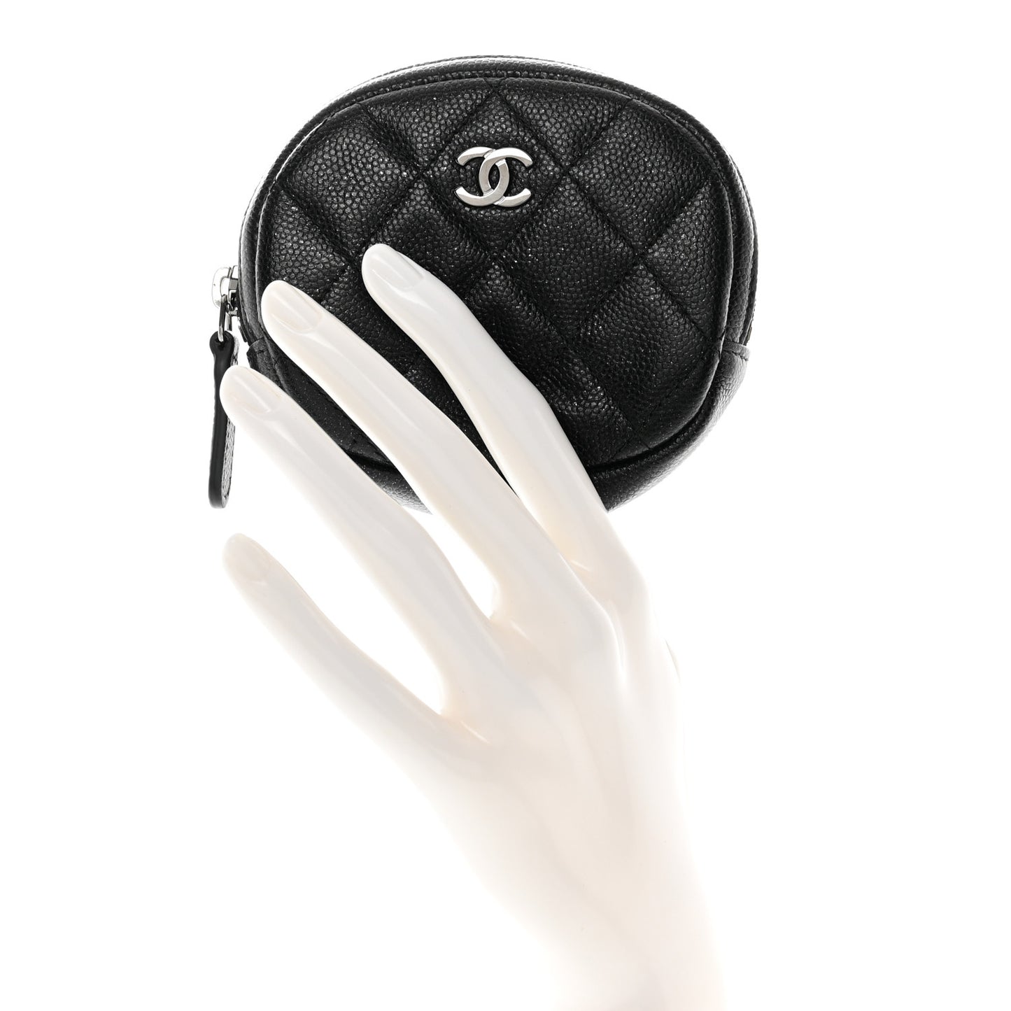 Iridescent Caviar Quilted Zip Around Classic Coin Purse Black