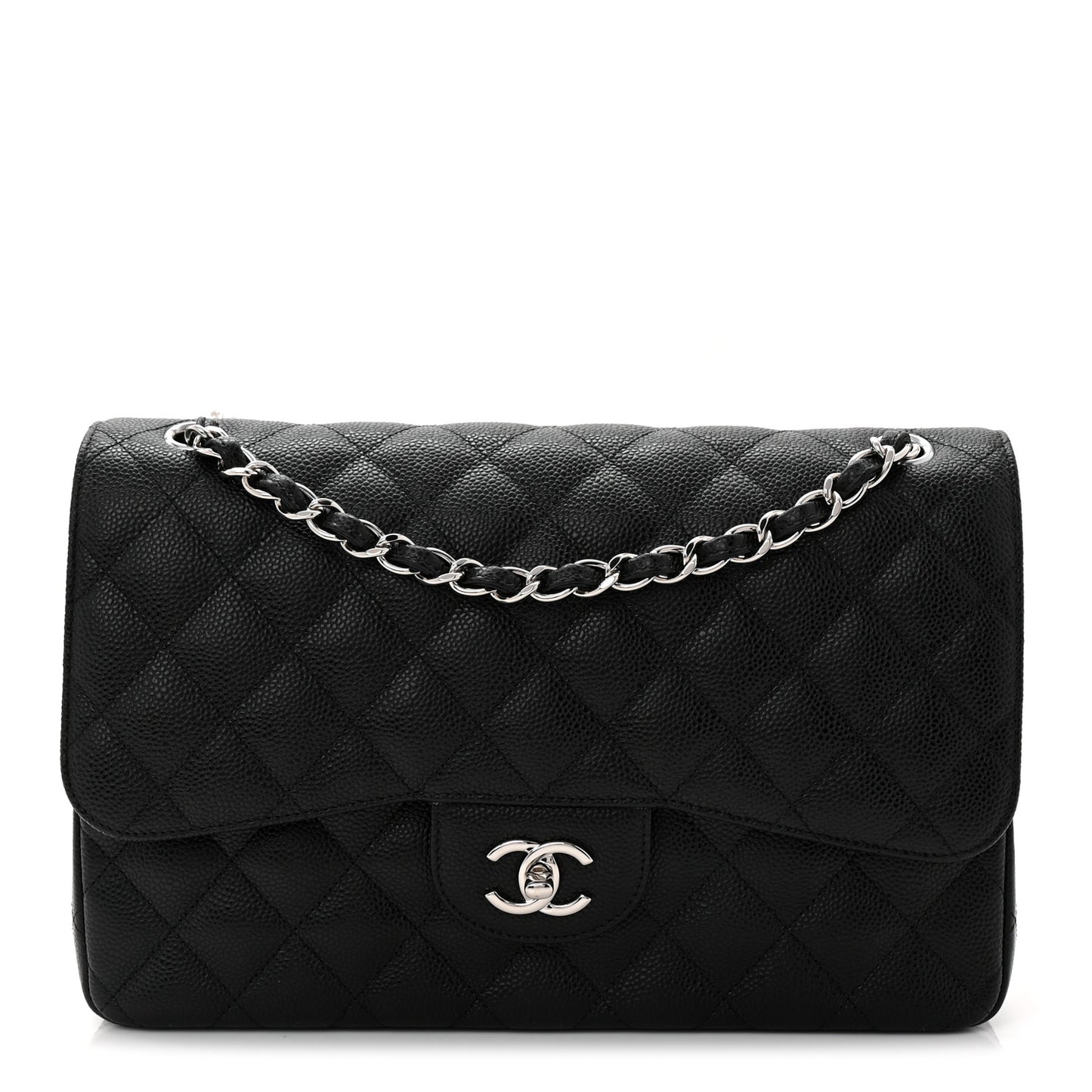 Caviar Quilted Jumbo Double Flap Black