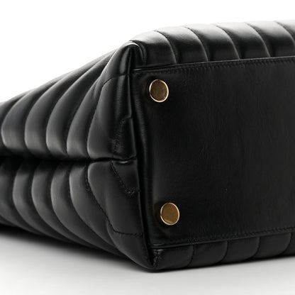 Saint Laurent Calfskin Y Quilted Monogram Large Loulou Shopper Black 10 of 17