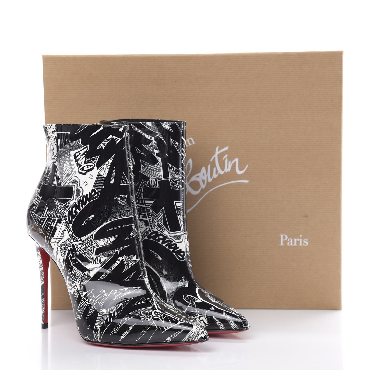 Patent Nicograf So Kate Booty 100 Ankle Boots 38 Black White