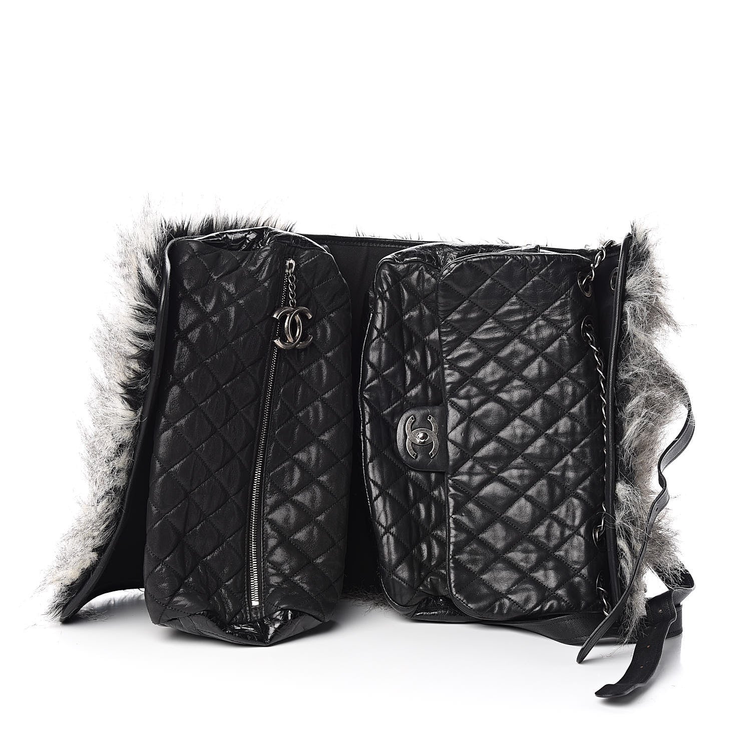 Chanel Iridescent Calfskin Fantasy Fur Backpack Grey 5 of 13