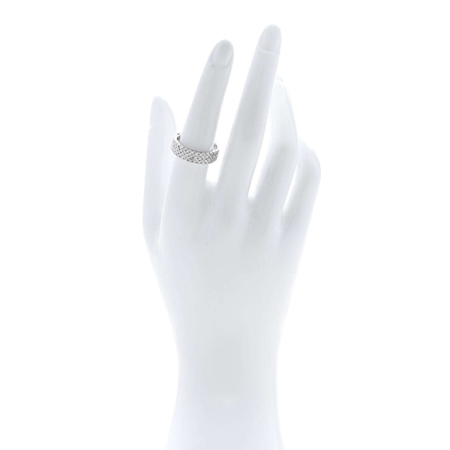 18K White Gold Diamond 1.00ctw Three Row Half Band Ring 54 7