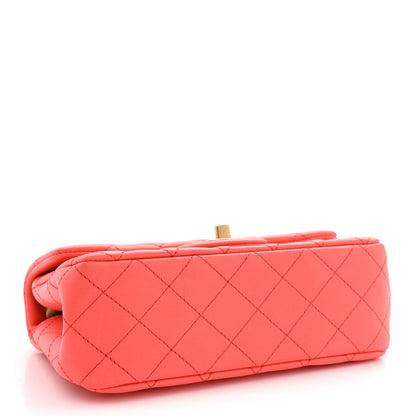 Chanel Lambskin Quilted Mini Rectangular Sweet Camellia Flap Coral 4 of 11