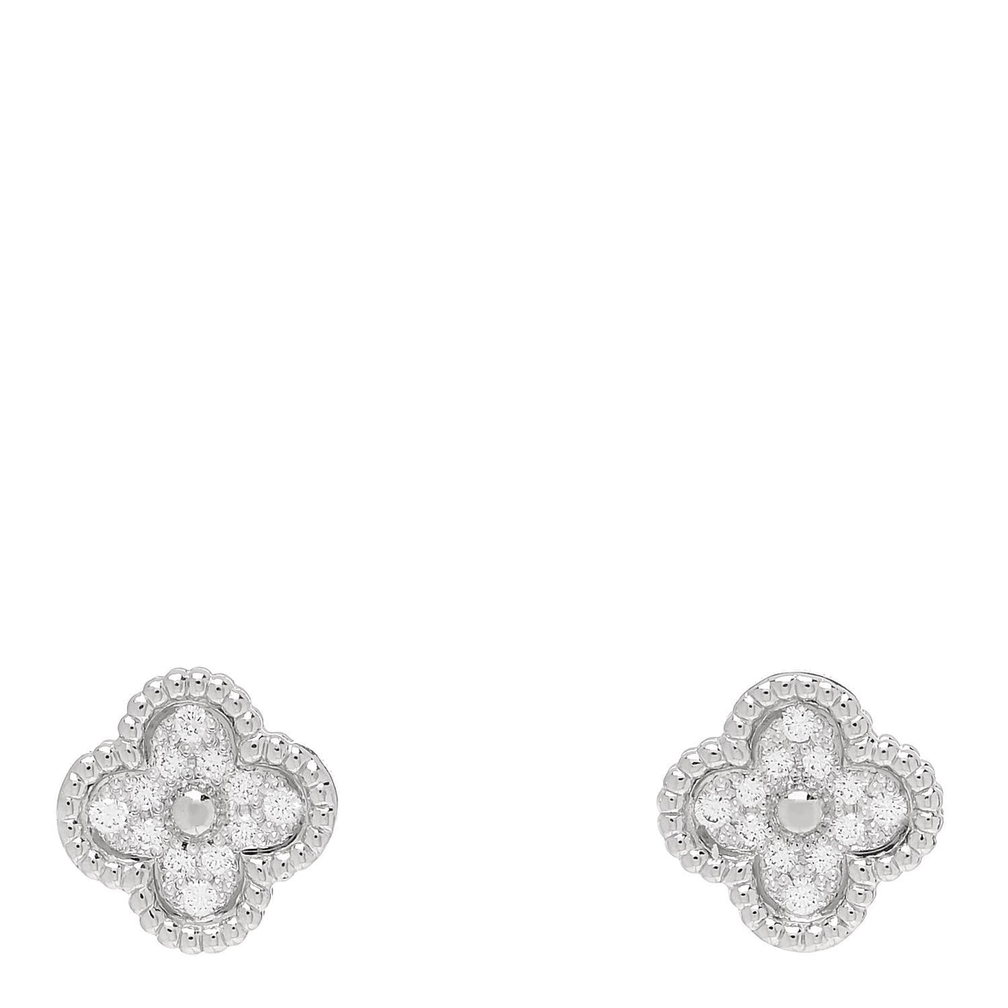 18K White Gold Diamond Sweet Alhambra Earrings