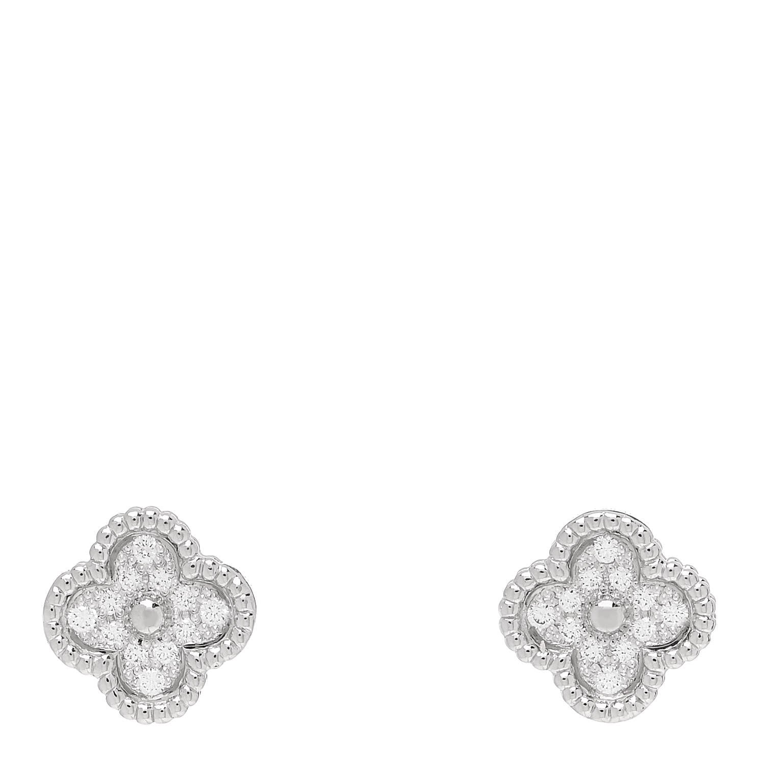 Van Cleef & Arpels 18K White Gold Diamond Sweet Alhambra Earrings 1 of 4