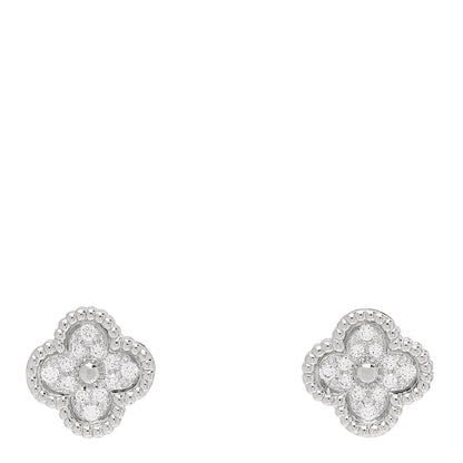Van Cleef & Arpels 18K White Gold Diamond Sweet Alhambra Earrings 1 of 4