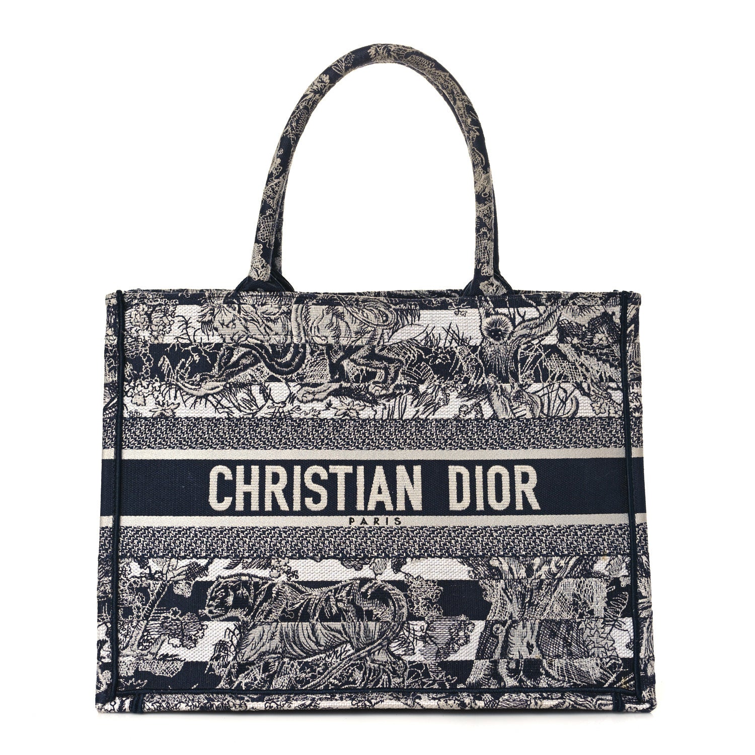 Christian Dior Canvas Embroidered Small Dioriviera Toile De Jouy Book Tote Blue 1 of 7
