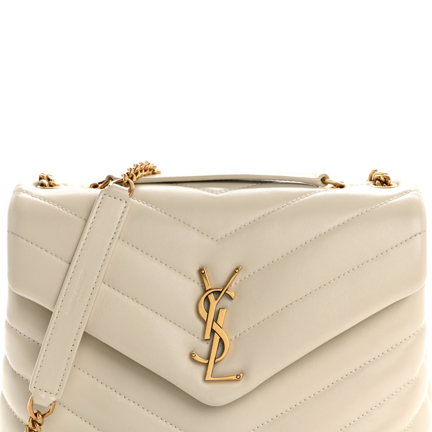 Calfskin Y Quilted Monogram Small Loulou Chain Satchel Crema Soft