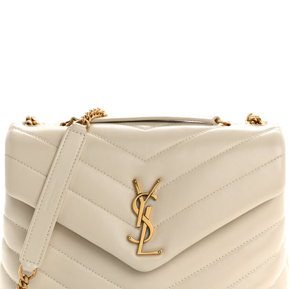 Saint Laurent Calfskin Y Quilted Monogram Small Loulou Chain Satchel Crema Soft 8 of 14