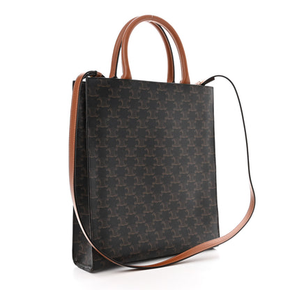 Celine Triomphe Canvas Calfskin Small Vertical Cabas Tan 3 of 13