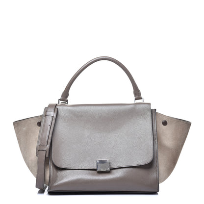 Celine Drummed Calfskin Suede Medium Trapeze Souris 1 of 10