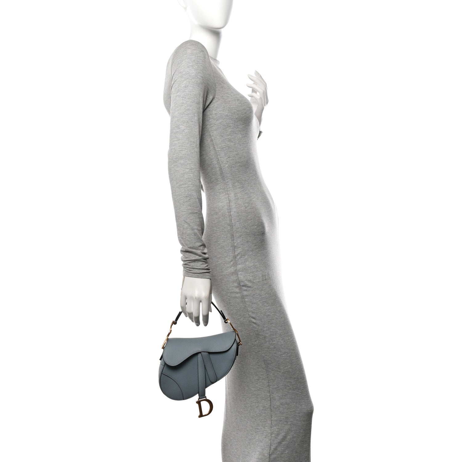 Christian Dior Grained Calfskin Mini Saddle Bag Sky Blue 2 of 10