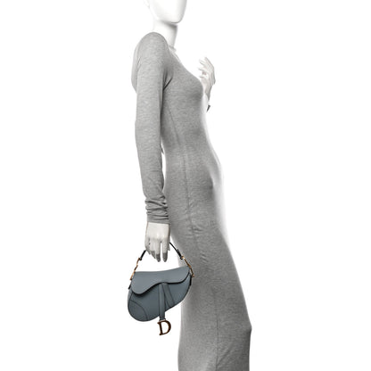Christian Dior Grained Calfskin Mini Saddle Bag Sky Blue 2 of 10