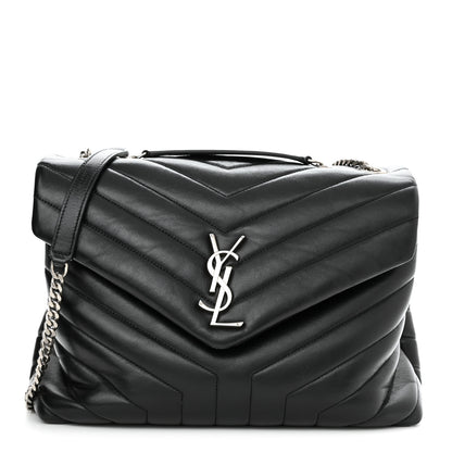 Saint Laurent Calfskin Y Quilted Monogram Medium Loulou Chain Satchel Black 1 of 11