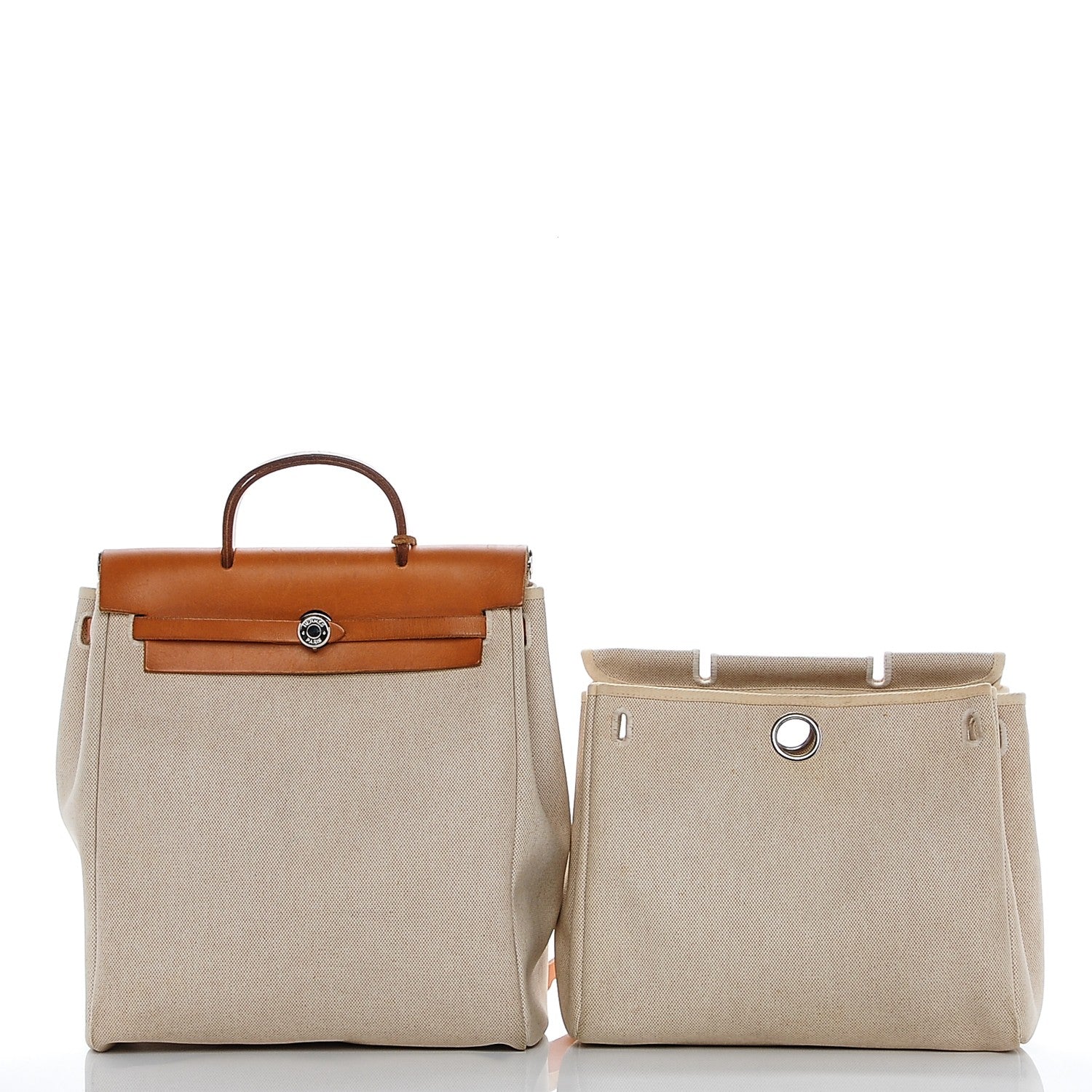 Hermes Toile Vache Calfskin Herbag 30 PM Backpack Natural 8 of 8