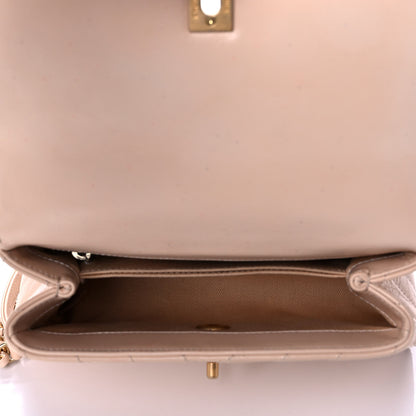 Chanel Calfskin Chevron Quilted Mini Coco Handle Flap Beige 5 of 12
