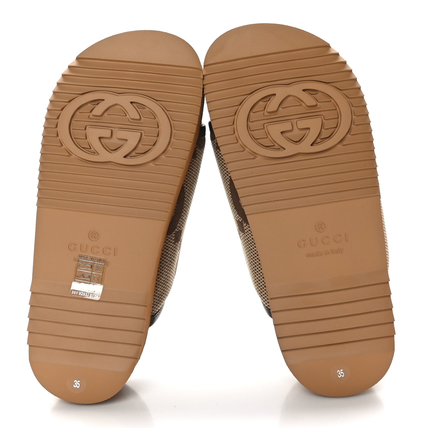 Monogram Jumbo GG Nappa Samoa Platform 40mm Slide Sandals 35 Camel Ebony New Acero