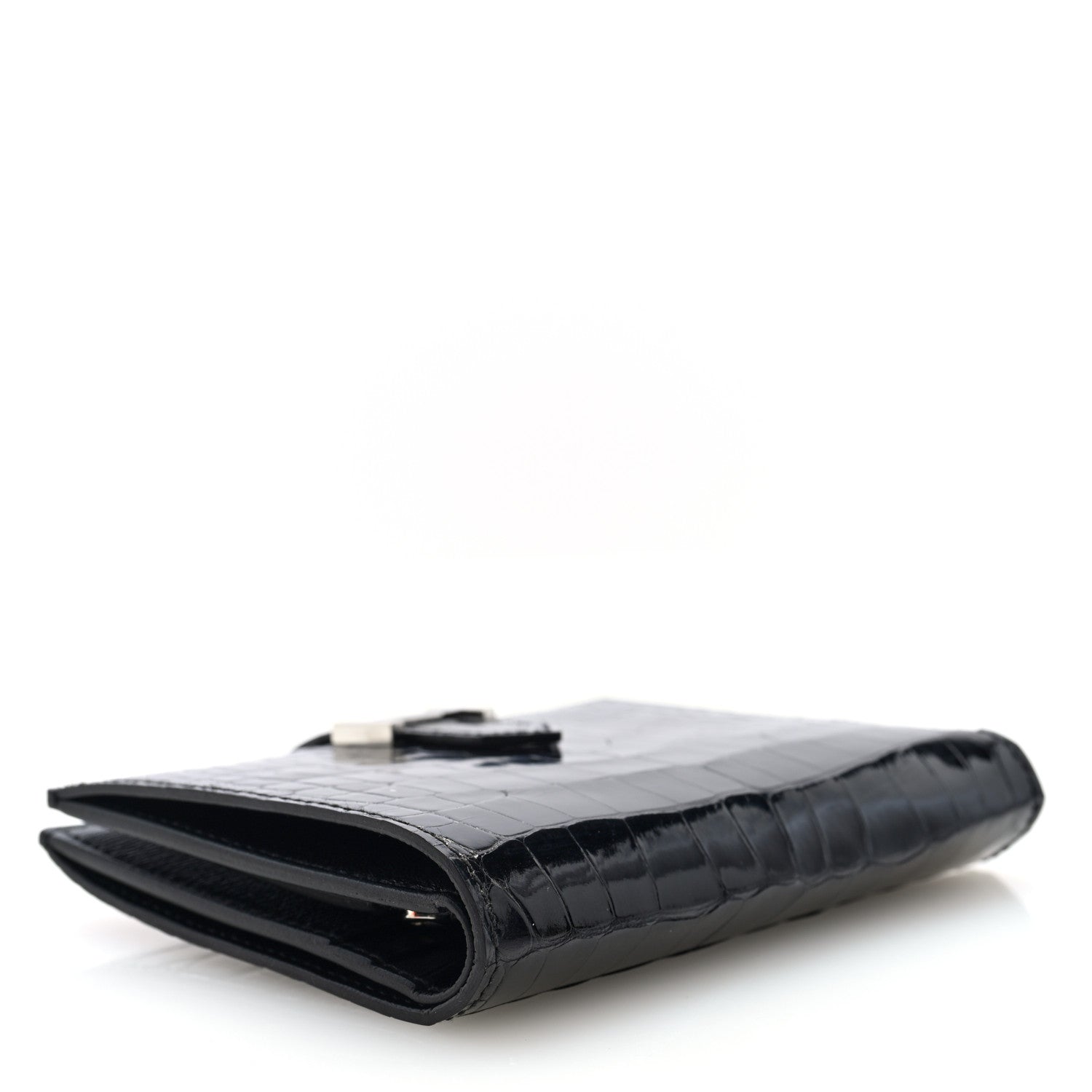 Hermes Shiny Alligator Bearn Compact Wallet Black 4 of 7