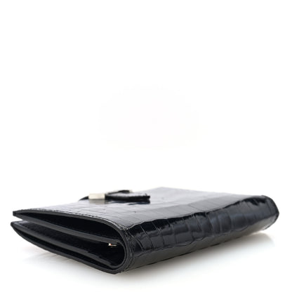 Hermes Shiny Alligator Bearn Compact Wallet Black 4 of 7