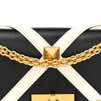 Valentino Garavani Nappa Large Roman Stud Shoulder Bag Black White 7 of 9