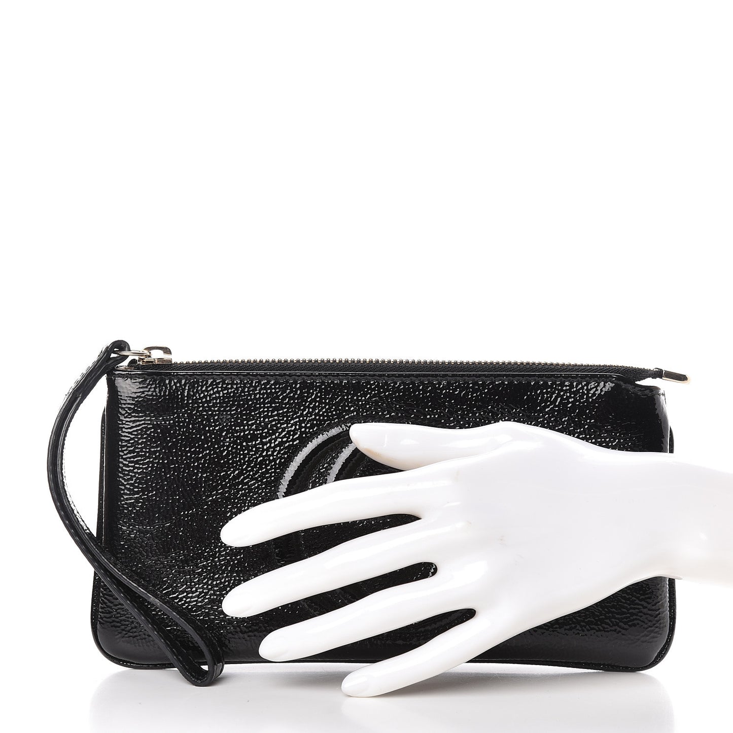 Soft Patent Soho Wristlet Black