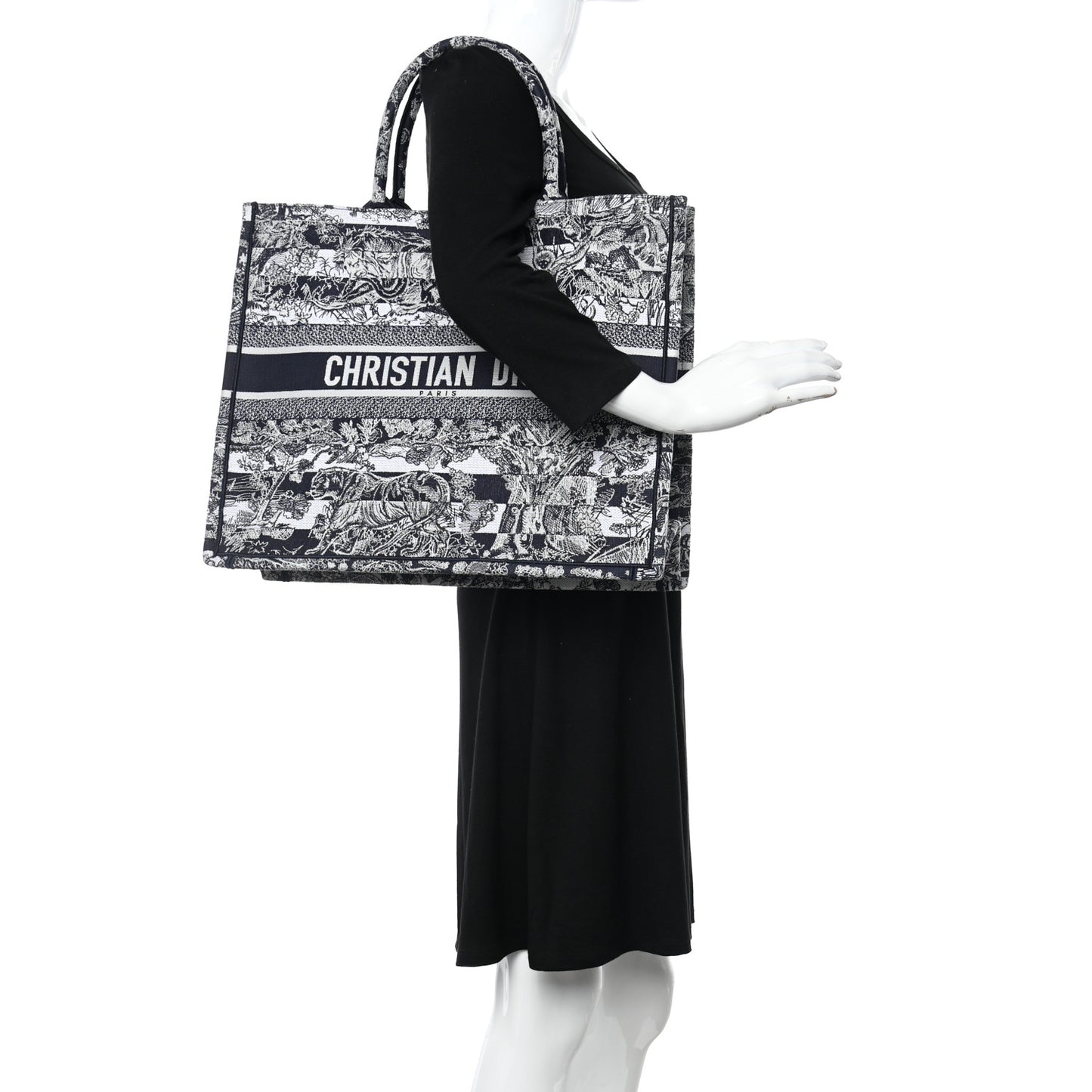 Canvas Embroidered Large Dioriviera Reverse Striped Toile De Jouy Book Tote Blue White