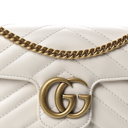 Gucci Calfskin Matelasse Super Mini GG Marmont Shoulder Bag White 10 of 11