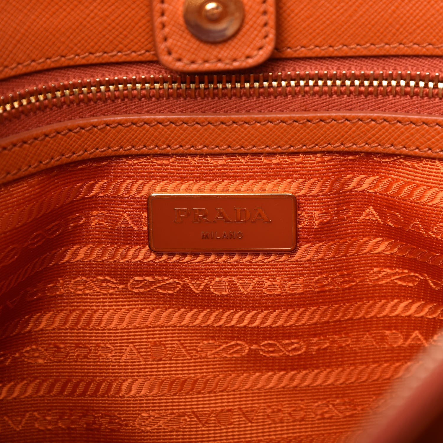 Prada Saffiano Lux Small Tote Papaya 8 of 10