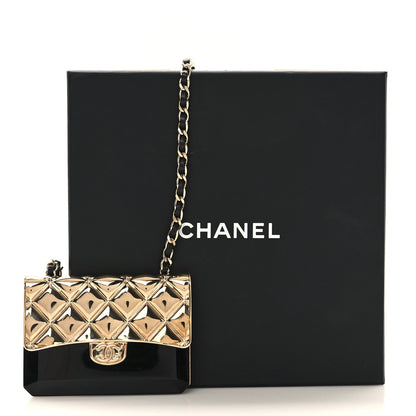 Chanel Metal Resin Lambskin Flap Bag Long Necklace Gold Black 6 of 6