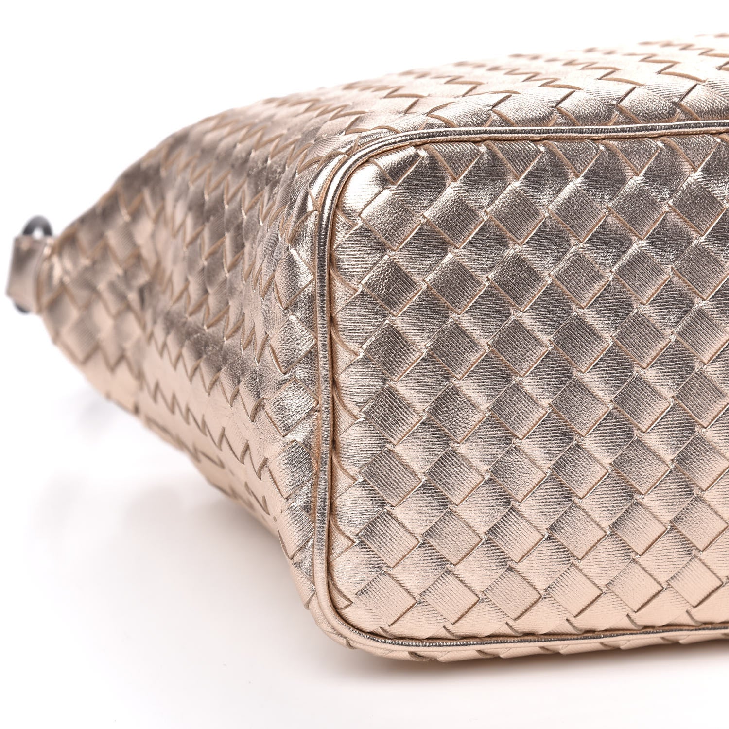 Bottega Veneta Metallic Grosgrain Intrecciato Ciambrino Bag Rose Gold 7 of 9