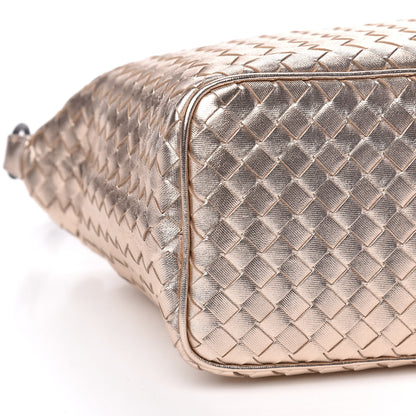 Bottega Veneta Metallic Grosgrain Intrecciato Ciambrino Bag Rose Gold 7 of 9