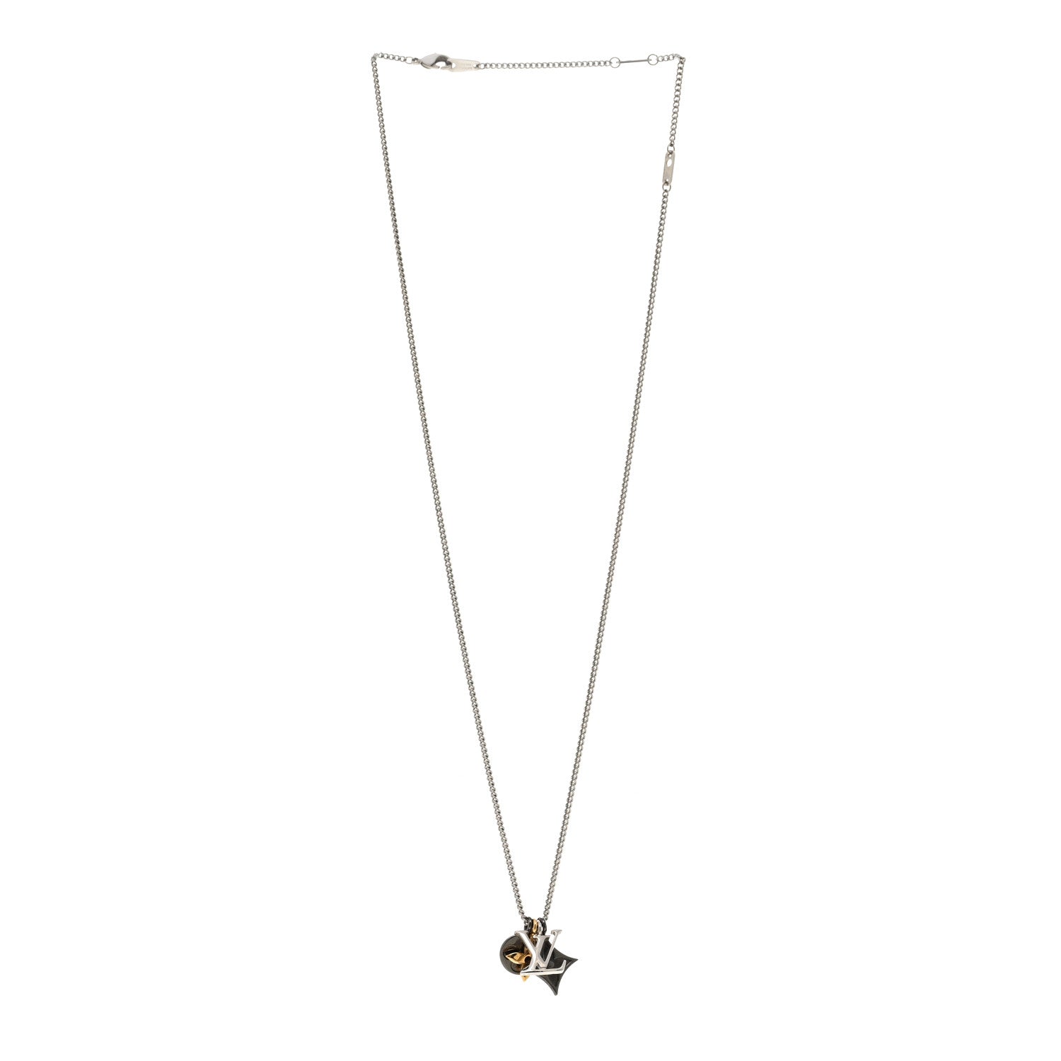 Louis Vuitton Metal LV Instinct Necklace Silver Gold 3 of 5