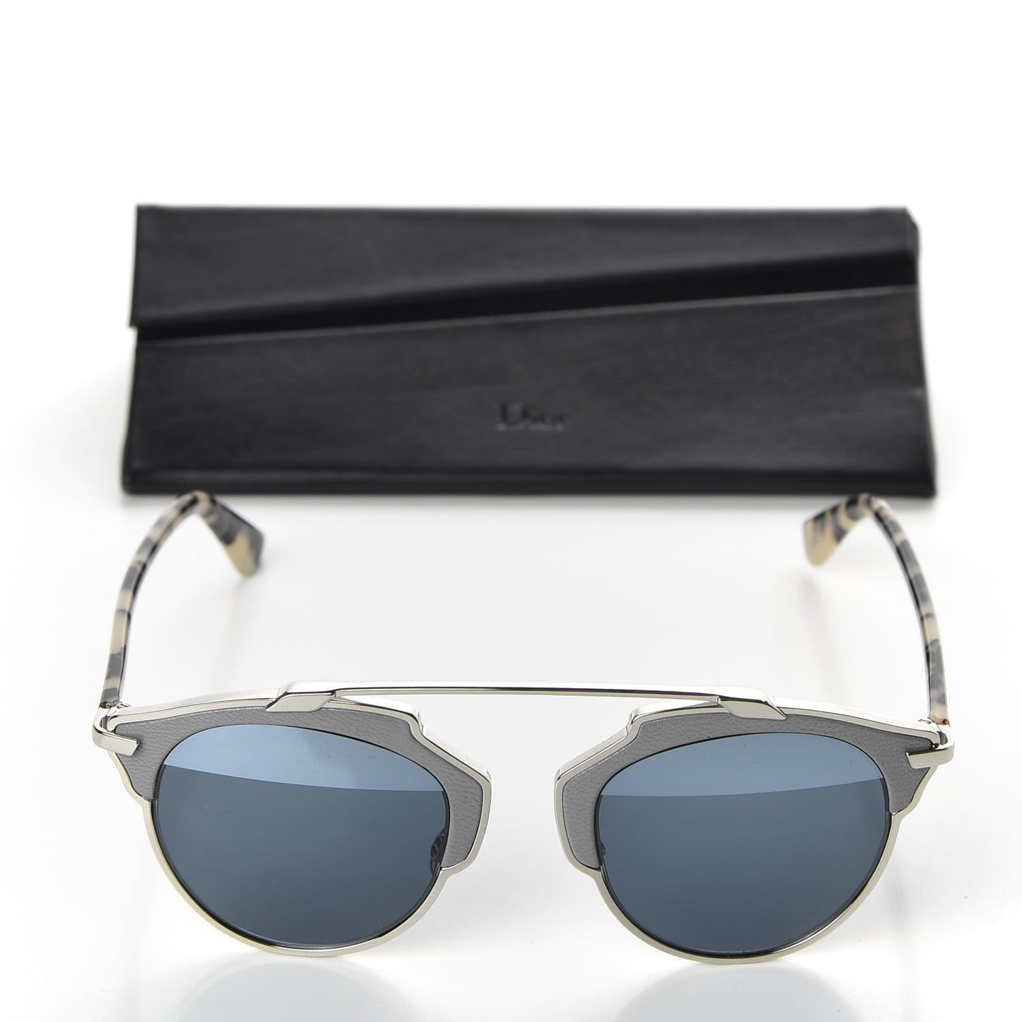 Metal Lambskin Mirrored So Real Sunglasses Blue Tortoise