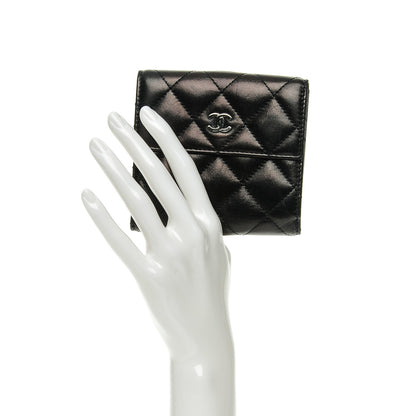 Chanel Lambskin Quilted Compact French Flap Wallet Black 2 of 8