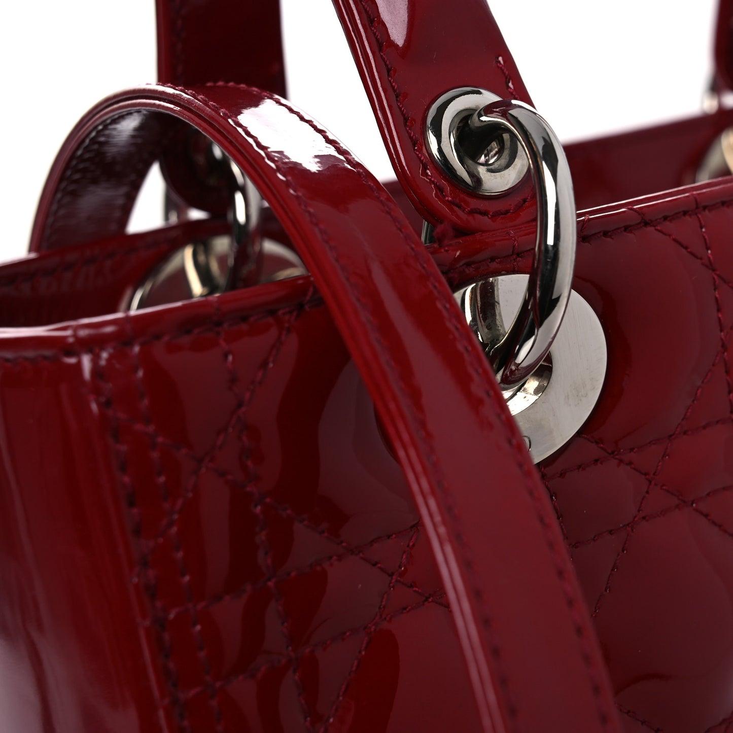 Patent Cannage Medium Lady Dior Red